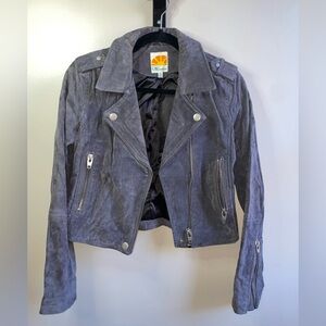 C&C California gray leather suede jacket XS